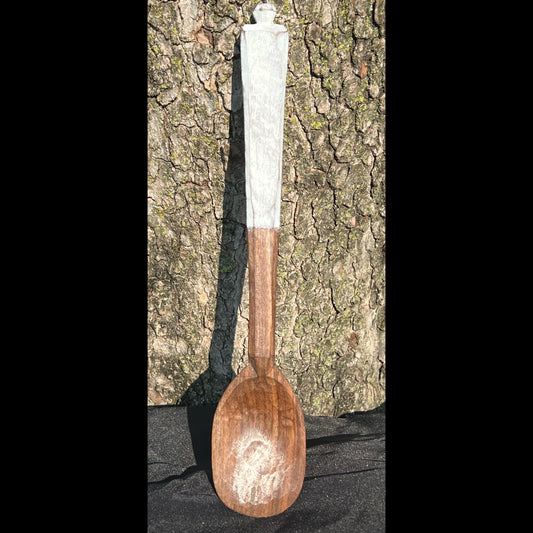 10” black walnut cooking spoon.